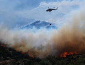 İzmir’deki orman yangınına havadan müdahaleye yine başlandı