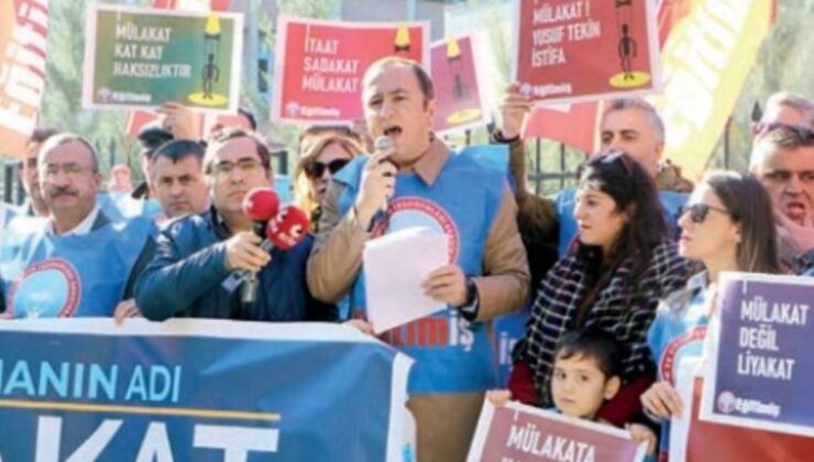 Eğitimdeki liyakatsizliğe dikkat çeken Eğitim-İş MEB’in önünde bir ortaya geldi: ‘Torpilin önüne geçeceğiz’