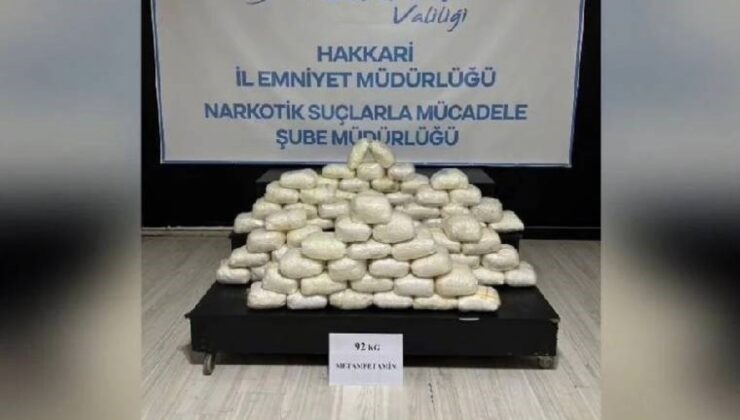 Hakkari’de uyuşturucu operasyonu: 92 kilo metamfetamin yakalandı!